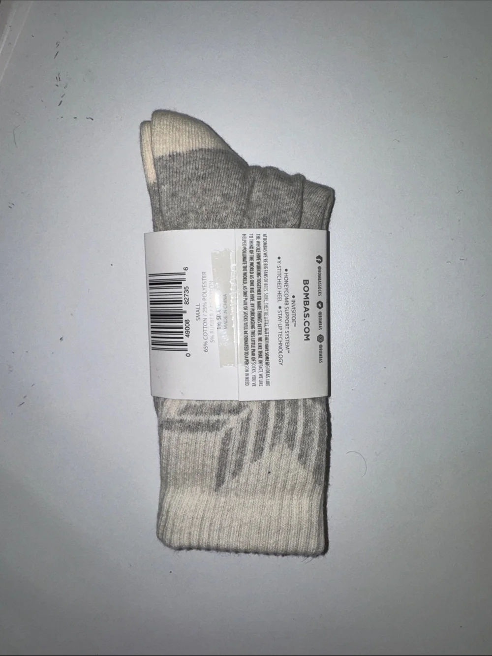 Bombas Crew Socks in Cream and Light Gray